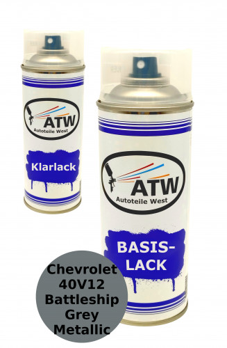 Autolack für Chevrolet 40V12 Battleship Grey Metallic +400ml Klarlack Set
